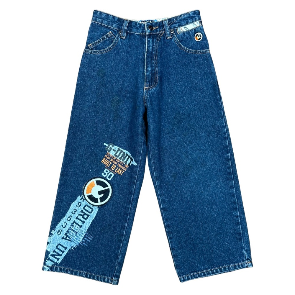 G-Unit Boys Graphic Baggy Bootcut Blue Denim Jeans Size 6 Streetwear